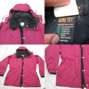 Vintage REI Gore Tex Jacket Womens 12 Purple Pockets Hooded Snap Zip Front Parka